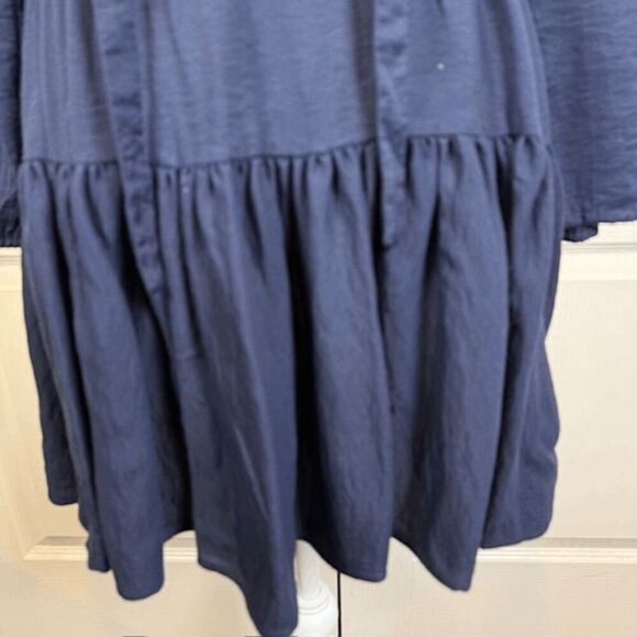 Maje Long Sleeve Mini Dress Navy Blue Tie Front Cinched Waist REPAIR Size Small - Picture 5 of 15